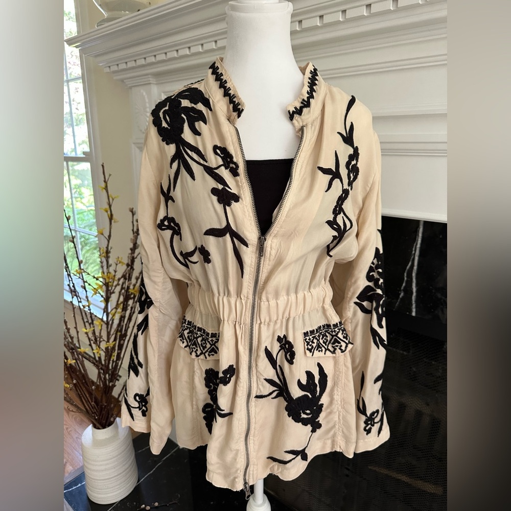 Johnny Was lightweight embroidered jacket